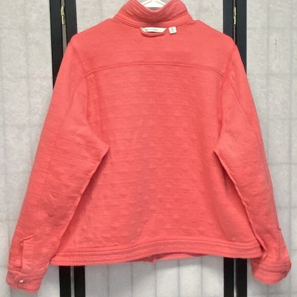 Isaac Mizrahi Live Coral Quilted Lightweight Bomber Jacket XL Short Button Coat - Picture 6 of 11
